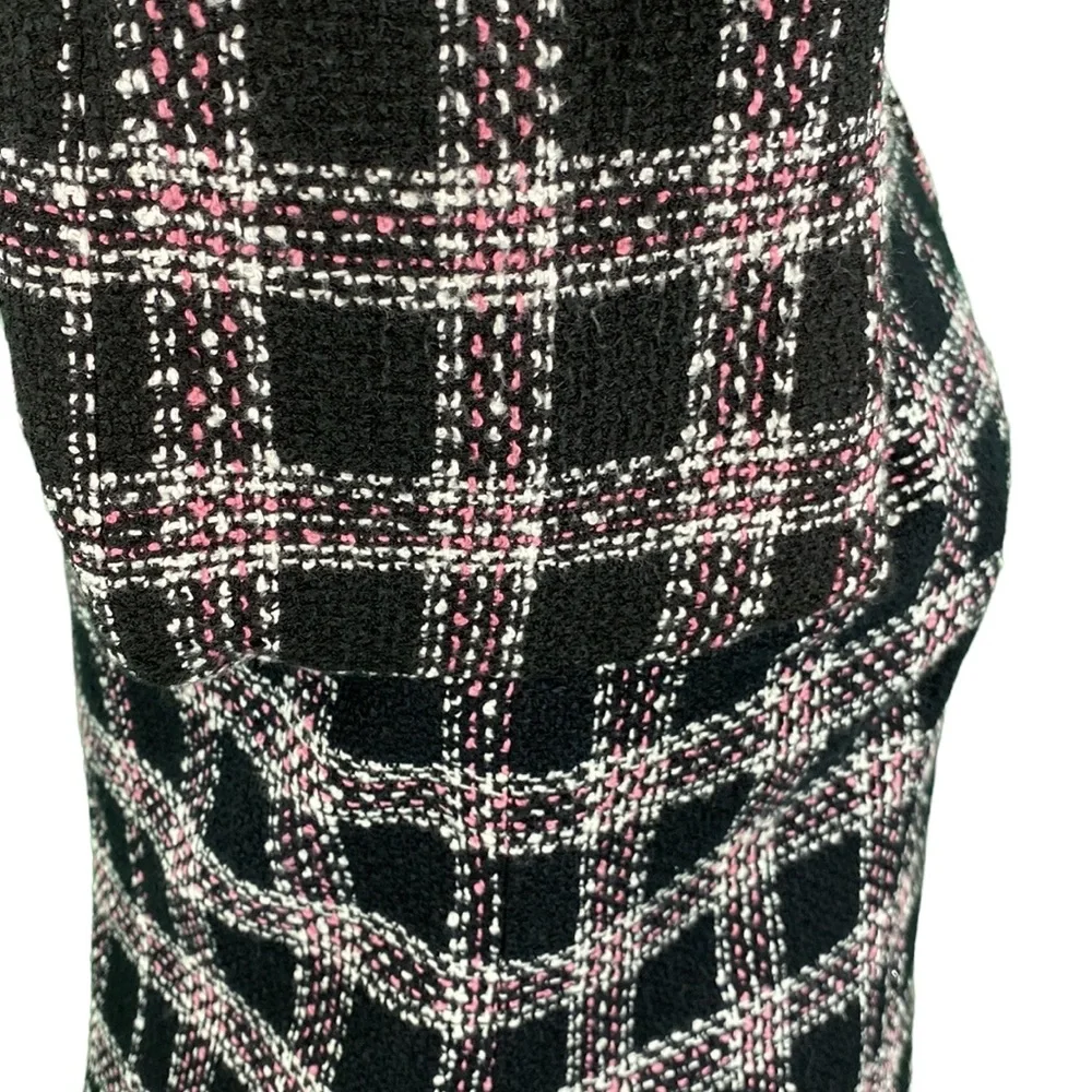 Requirements Petite Classic Black and Pink Plaid Tweed Jacket - Picture 7 of 14
